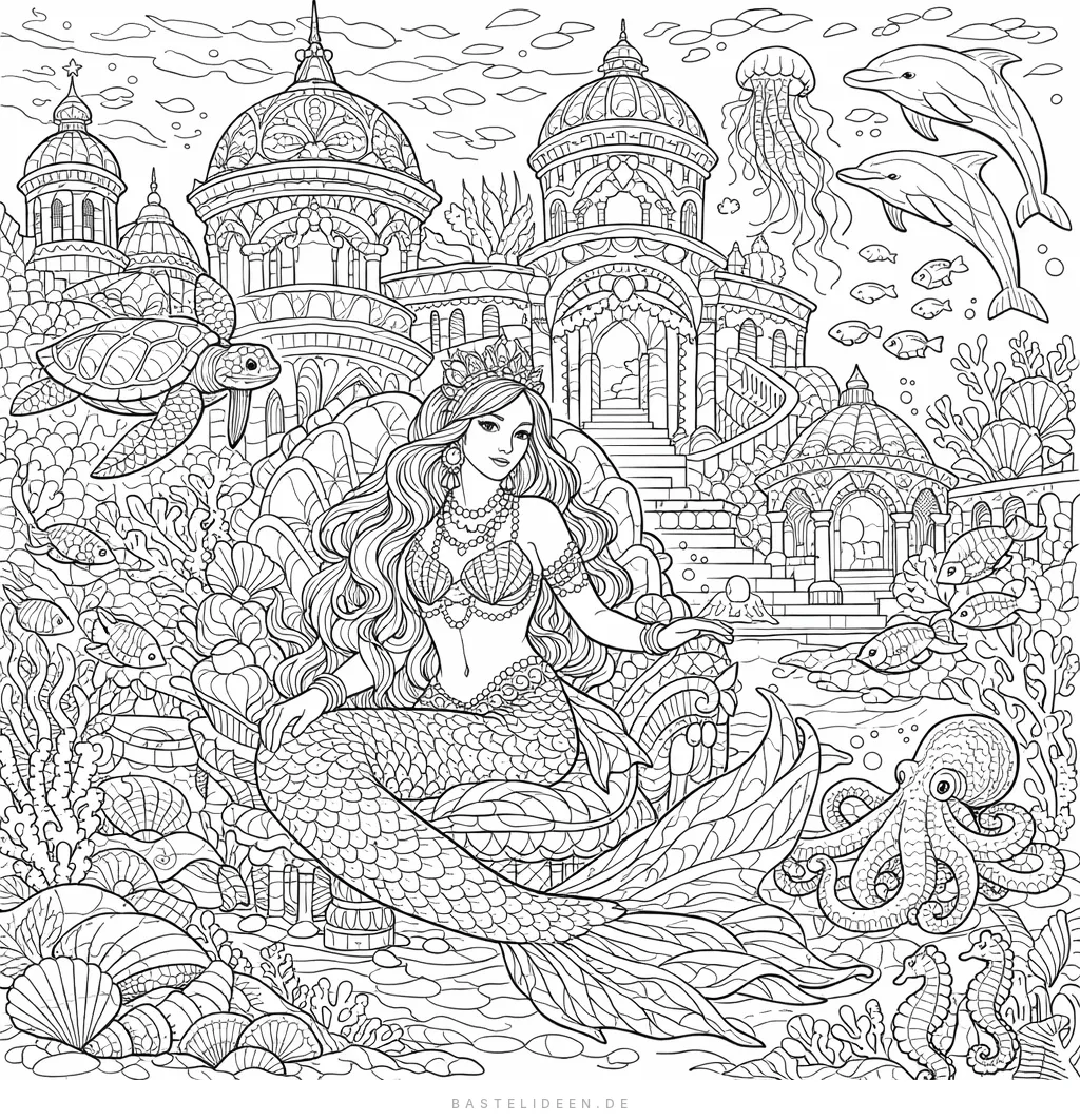 Meerjungfrau in prächtigem Unterwasserpalast