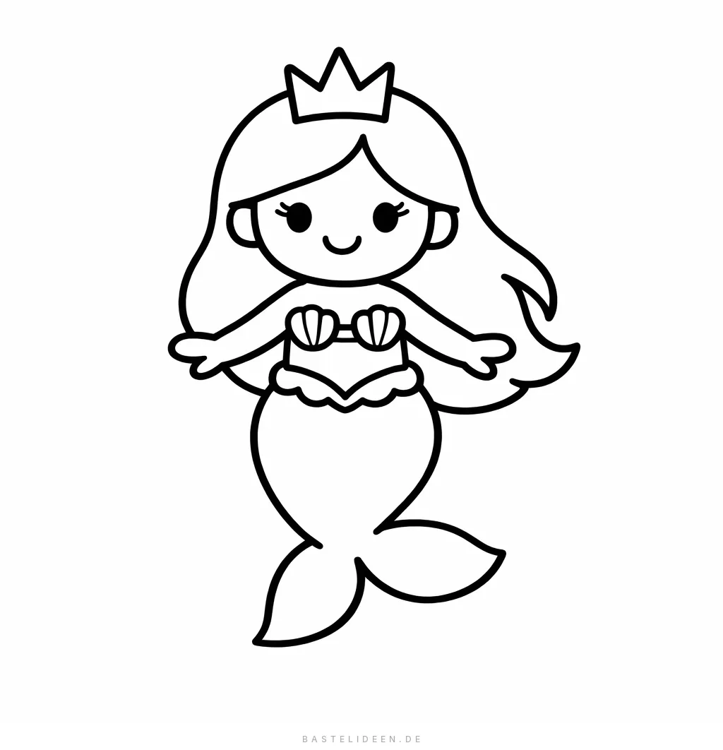 Meerjungfrau-Prinzessin mit Krone und langem Haar