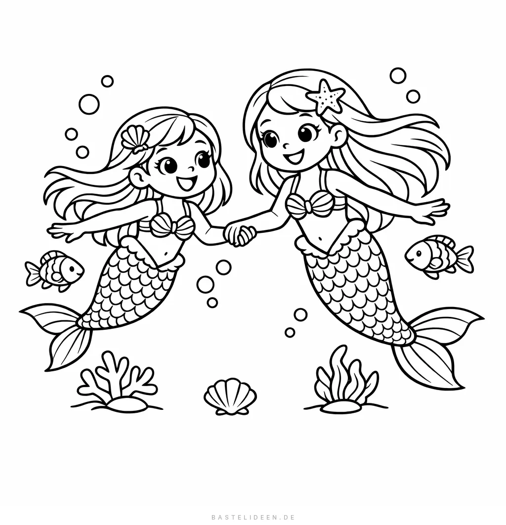 Zwei Meerjungfrau-Schwestern spielen zusammen