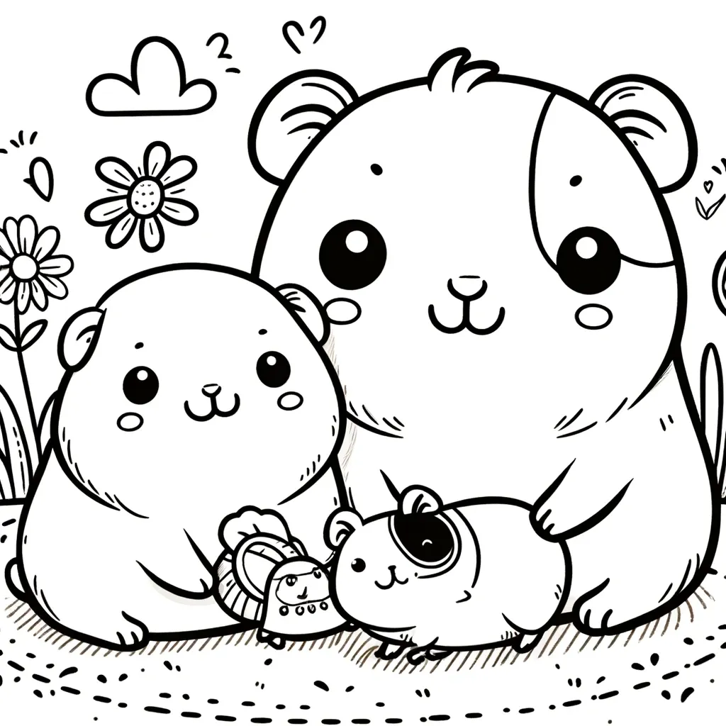 Meerschweinchen-Familie genießt sonnigen Tag im Freien