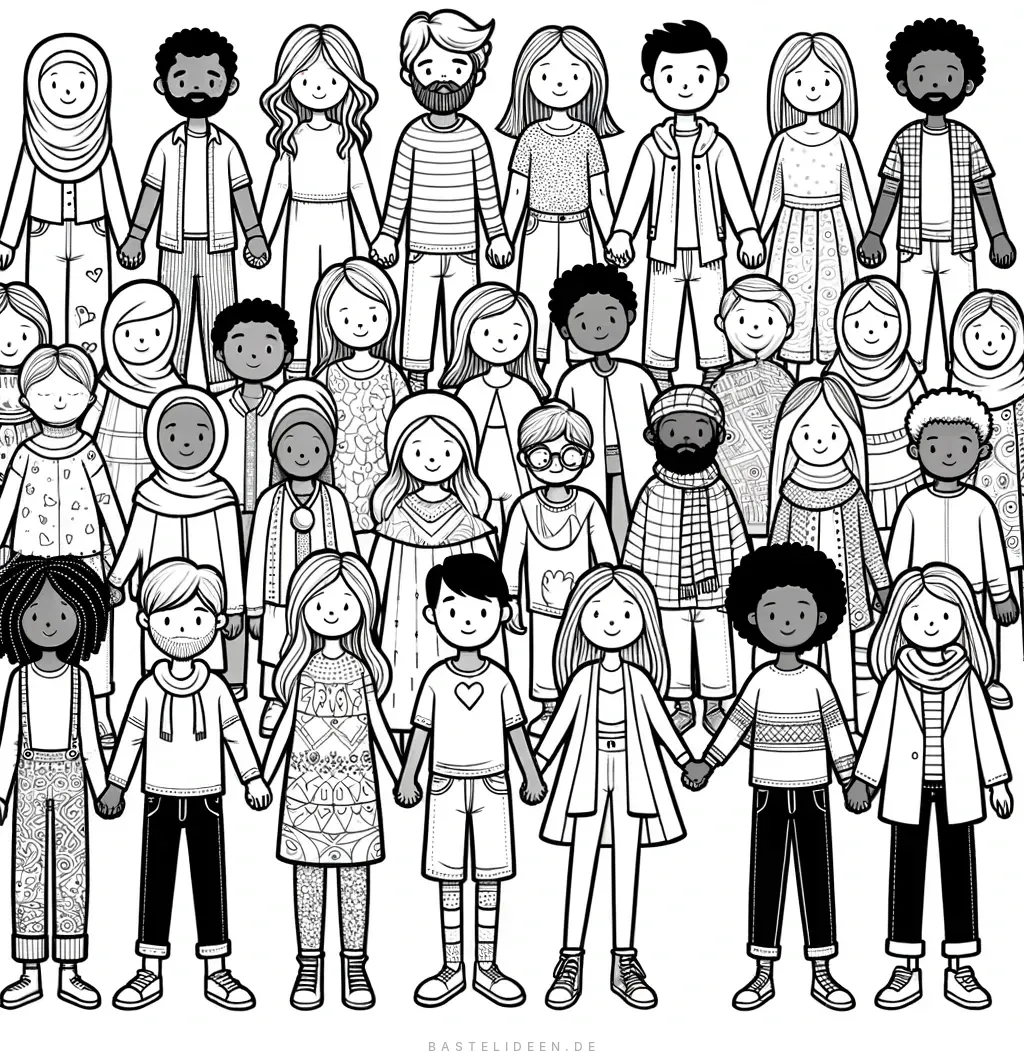 Menschen verschiedener Kulturen halten sich an den Händen