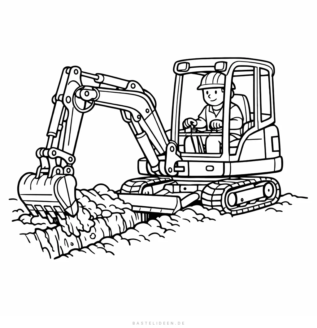 Minibagger mit Fahrer in der Kabine