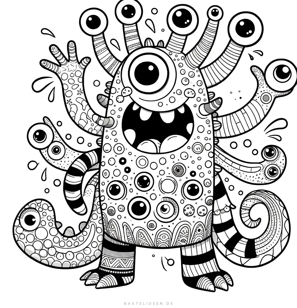 Einäugiges Monster mit vielen Tentakeln und Augen