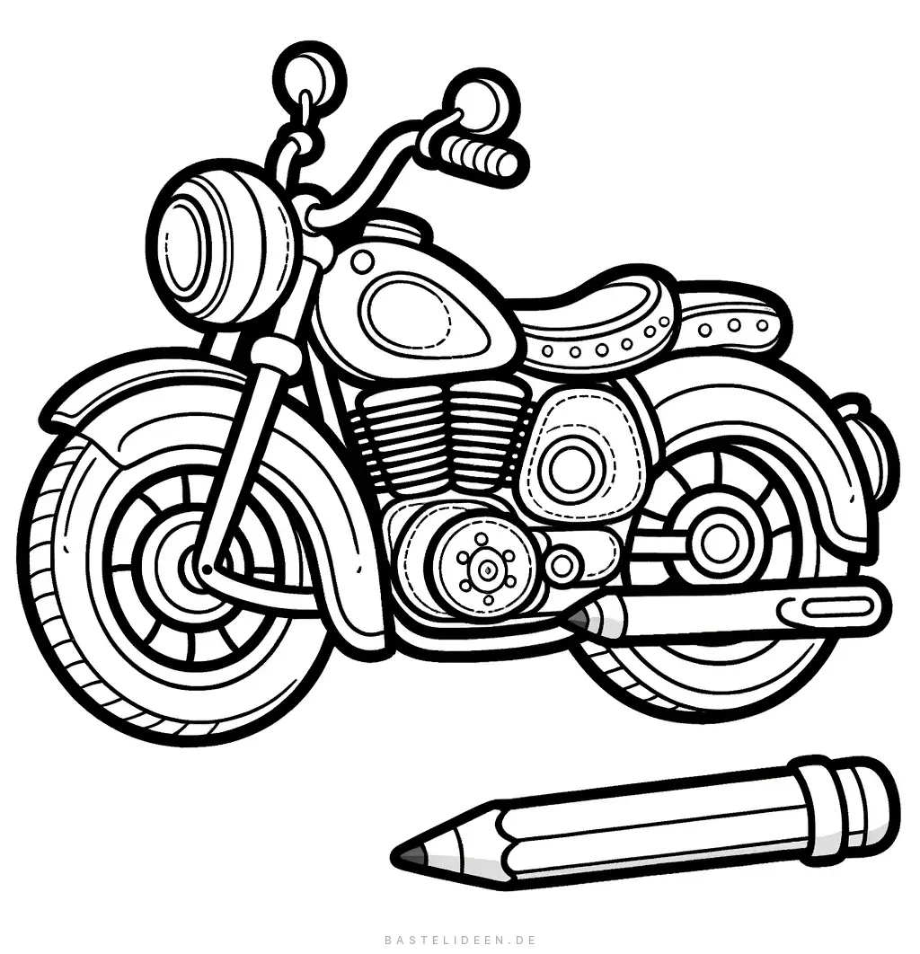 Klassisches Motorrad mit detailliertem Motor und Stift