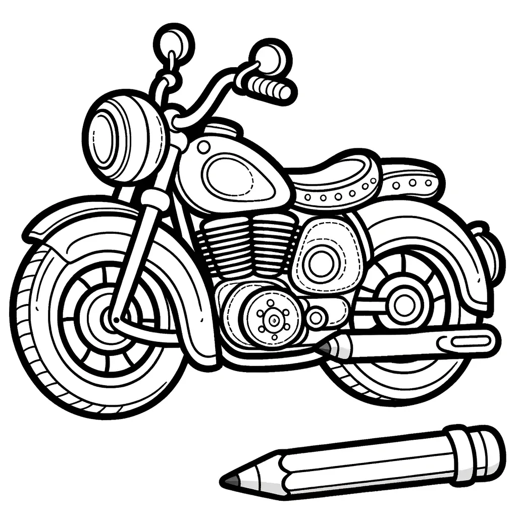 Klassisches Motorrad mit detailliertem Motor und Stift