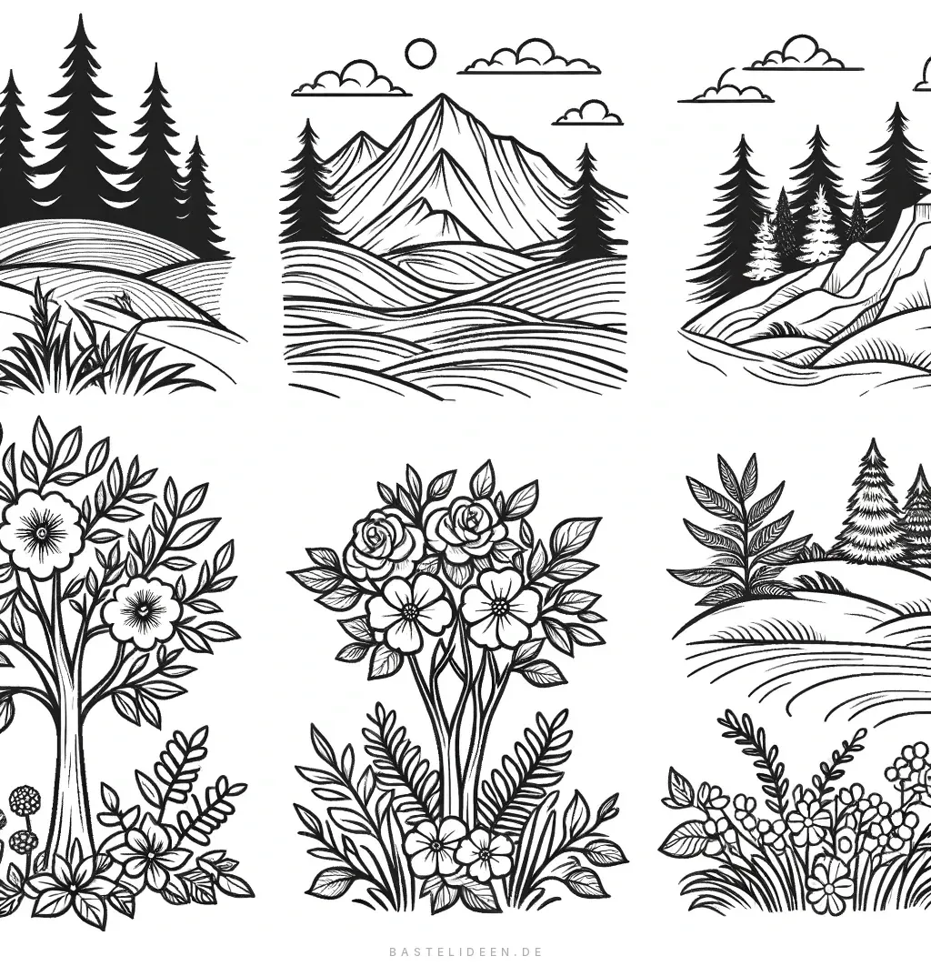 Ruhige Landschaft mit Bergen und Wäldern