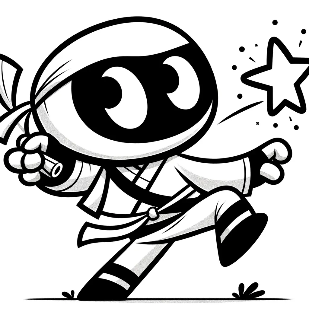 Ninja wirft Wurfstern beim Laufen