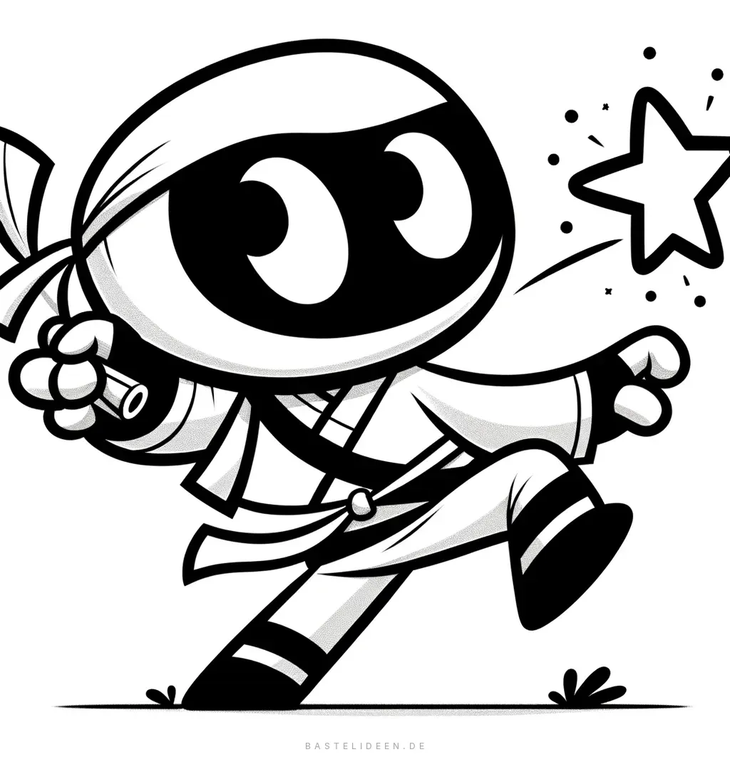 Ninja wirft Wurfstern beim Laufen