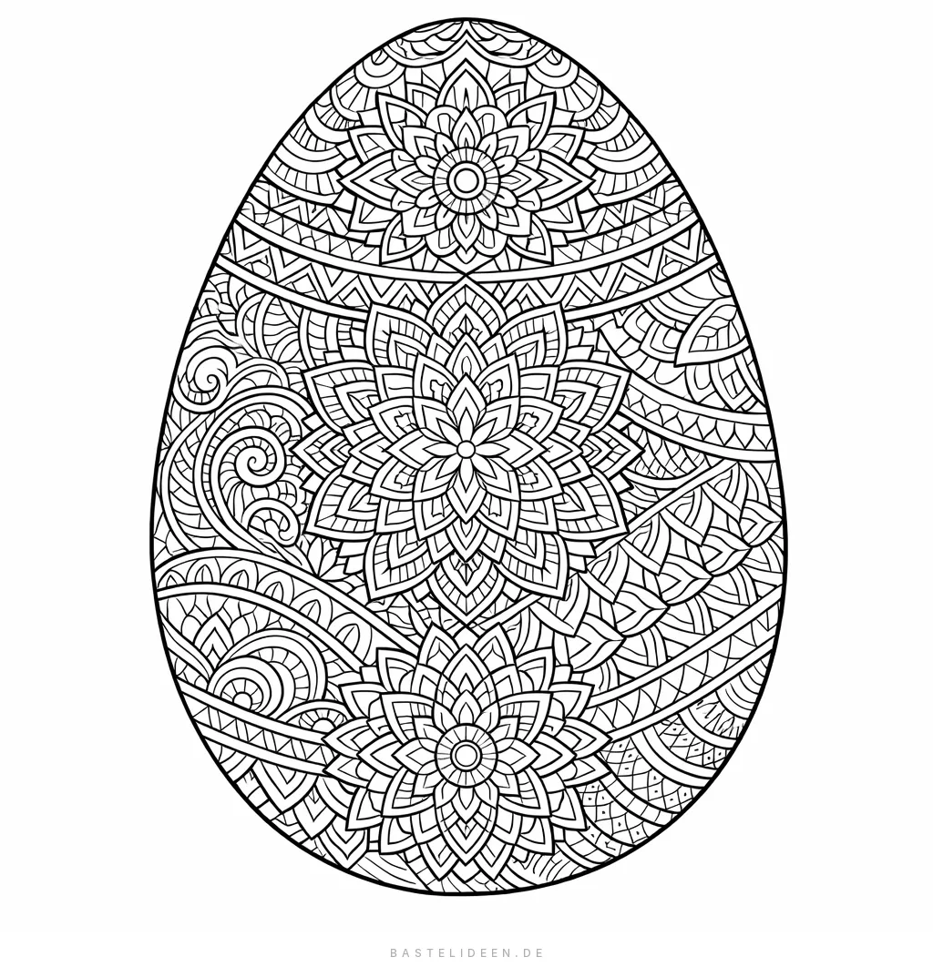 Großes Osterei gefüllt mit filigranen Mandala-Mustern und Zentangle-Ornamenten