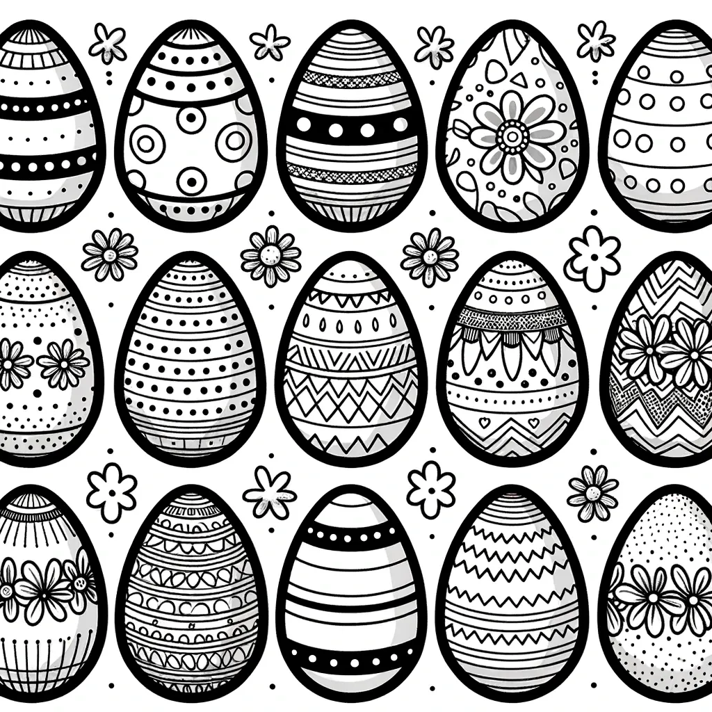 Sammlung von Ostereiern mit verschiedenen Mustern und Blumen