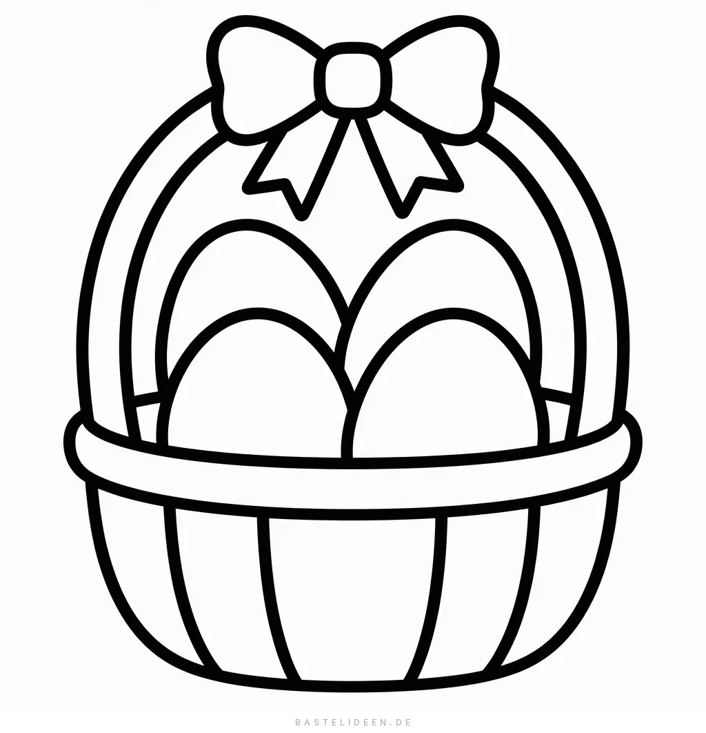 Osterkorb mit Schleife und vier großen Eiern