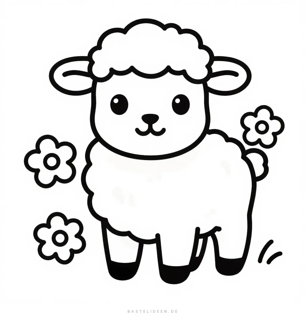 Niedliches Osterlamm mit wolligem Fell und kleinen Blumen