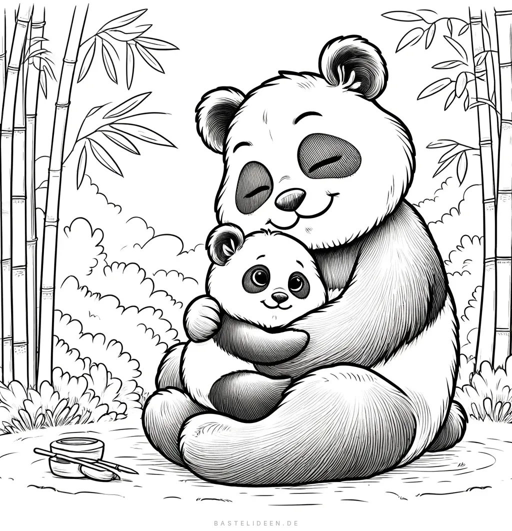 Mutter und Baby Pandabären