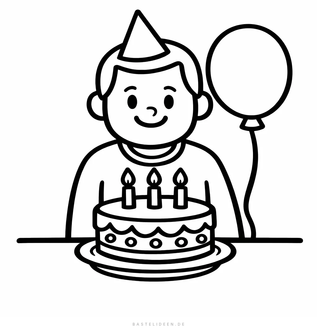 Papa mit Geburtstagstorte und Luftballon