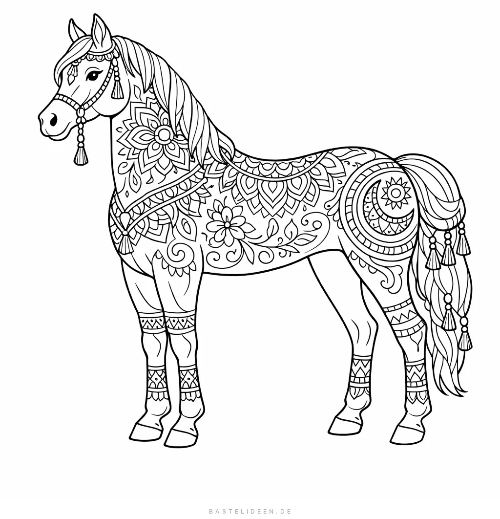 Majestätisches Araberpferd mit kunstvollen ornamentalen Mustern