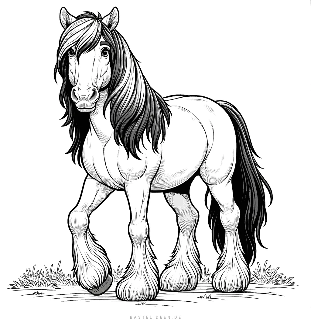 Majestätisches Kaltblutpferd mit wallender Mähne und Fesselbehang