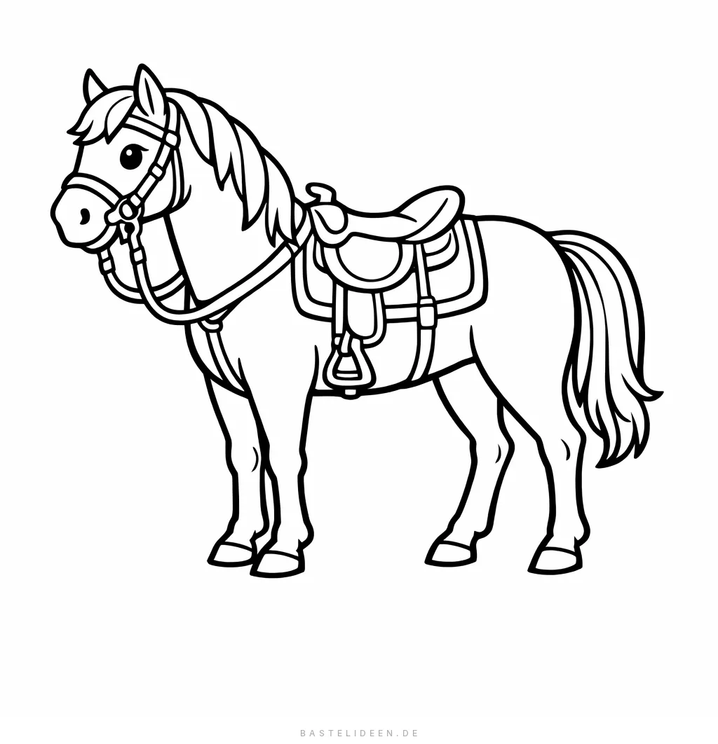 Reitpferd mit Sattel und Zaumzeug