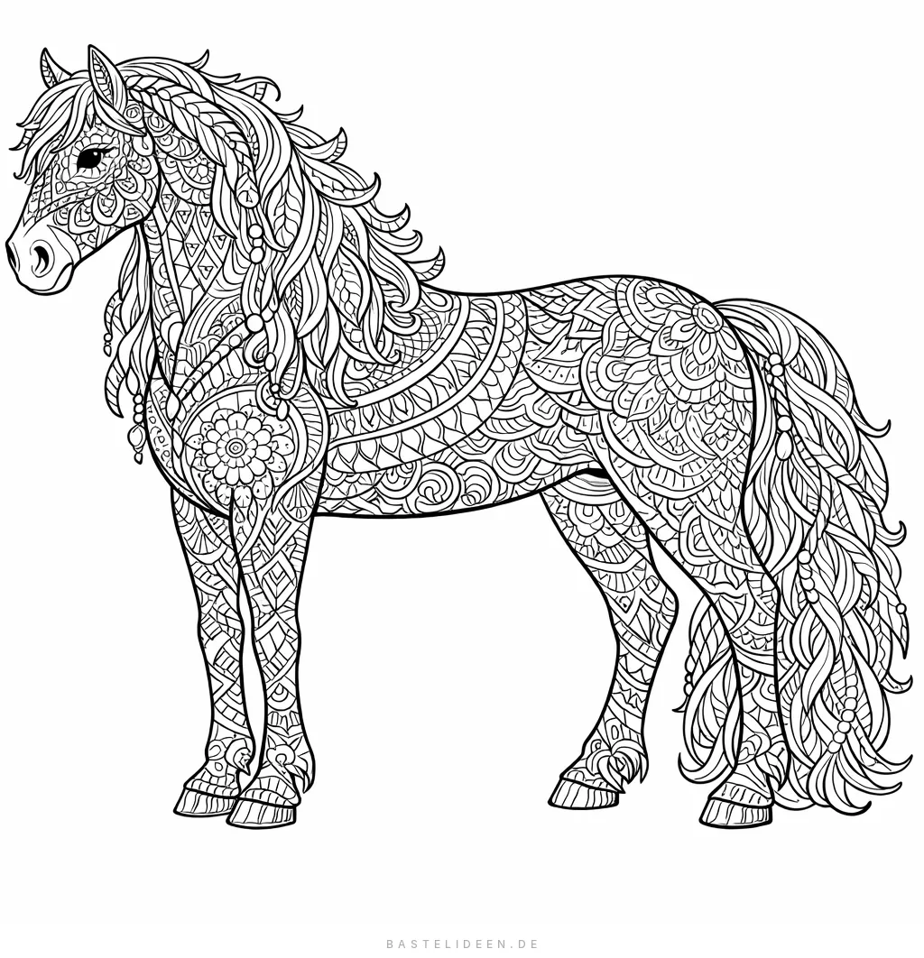 Pferd mit Zentangle-Mustern im gesamten Körper