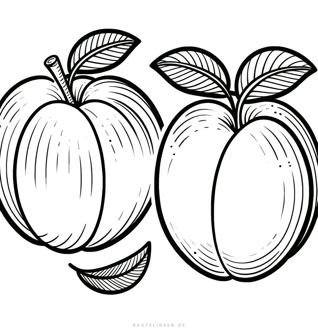 Zwei Pfirsiche zum Ausmalen