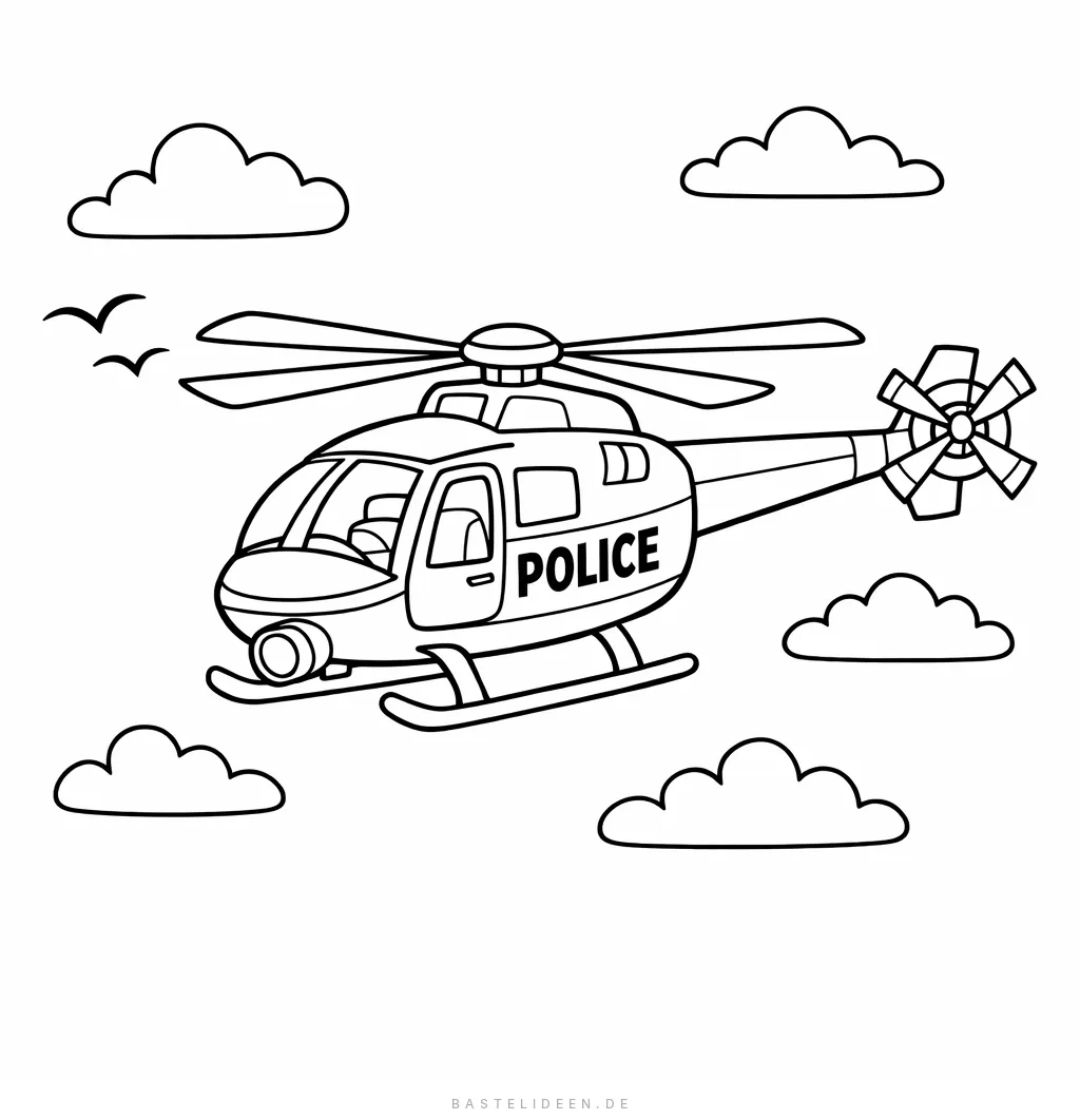 Polizeihubschrauber fliegt am Himmel