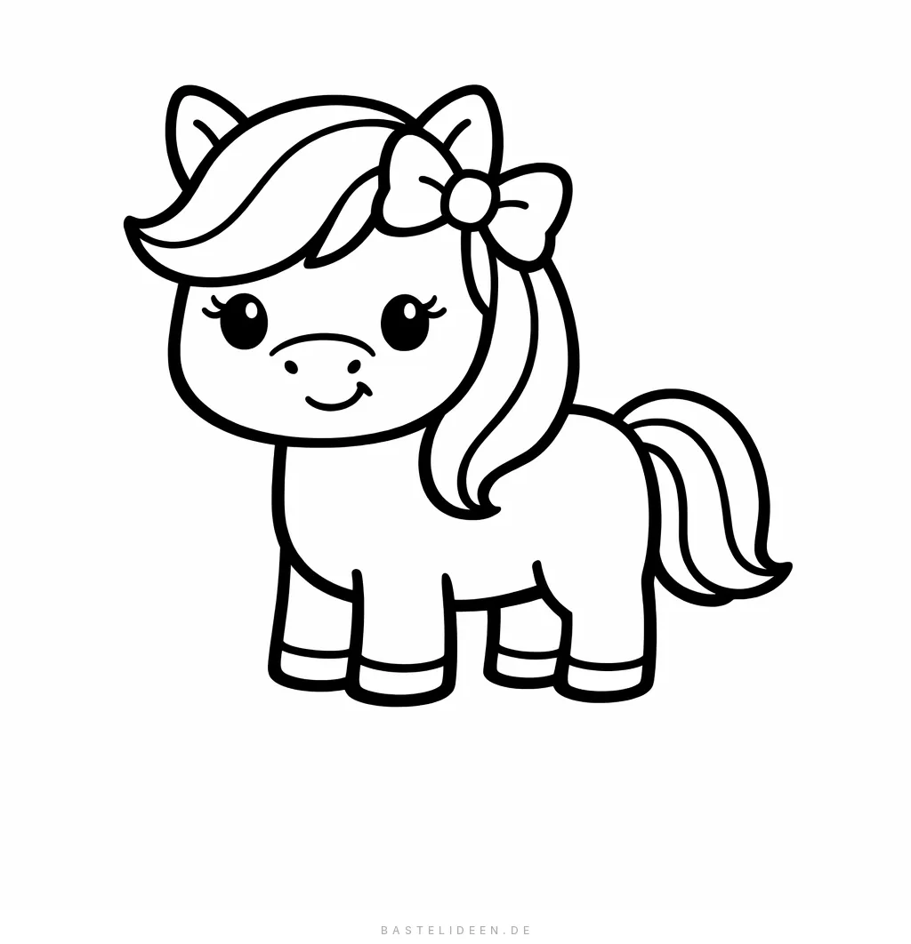 Niedliches Pony mit hübscher Schleife in der Mähne