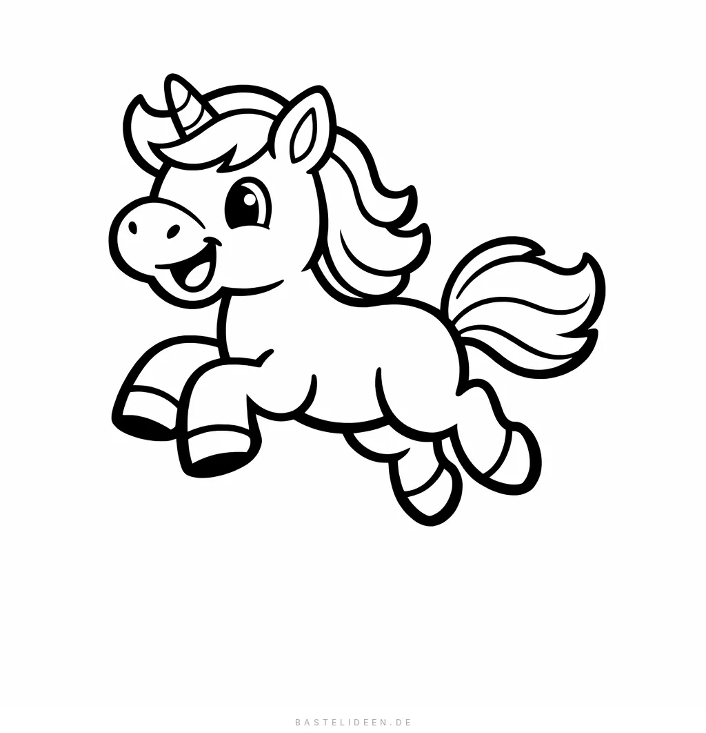 Niedliches Pony springt fröhlich mit einfachen Linien