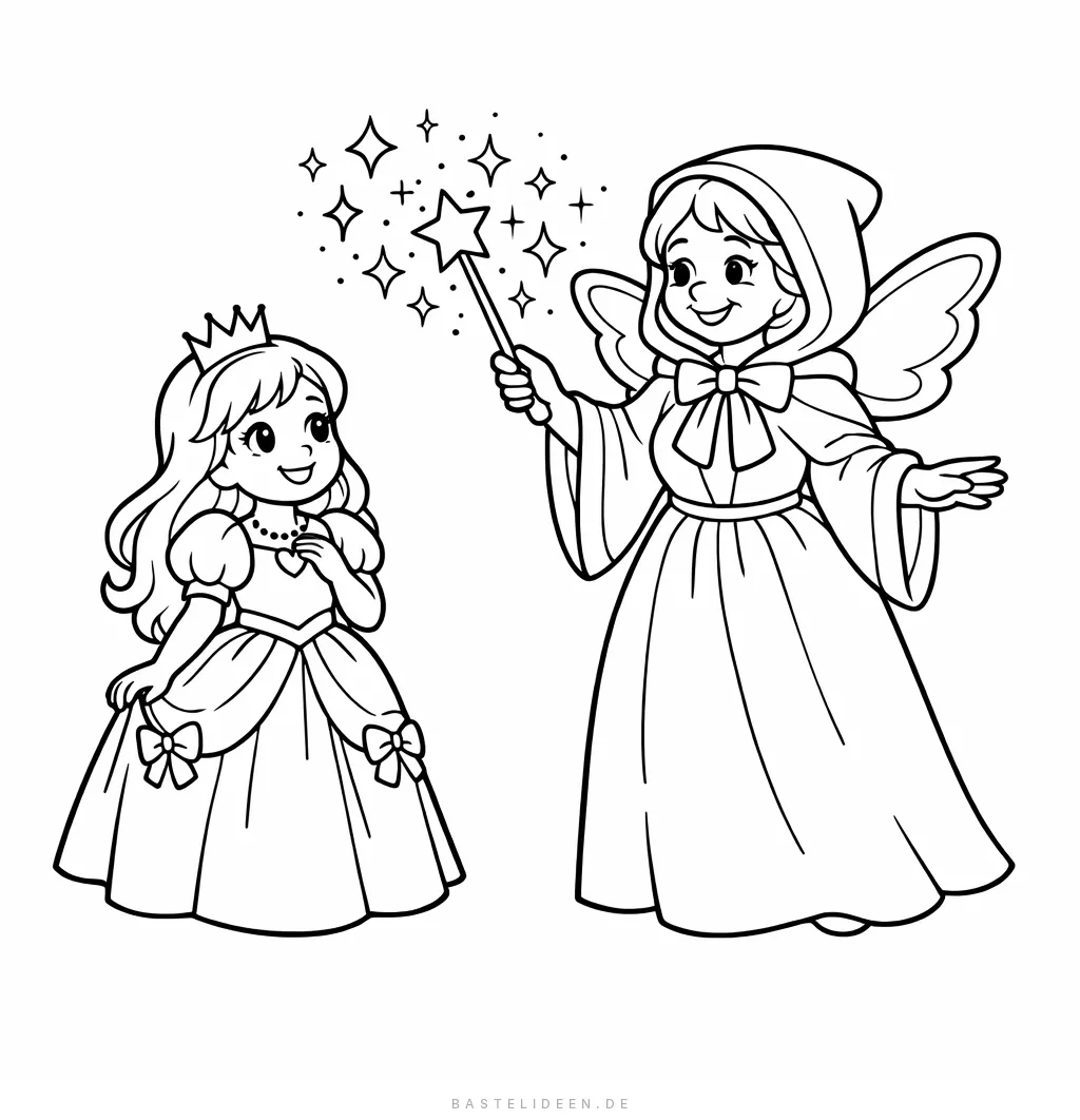 Prinzessin mit guter Fee und Zauberstab