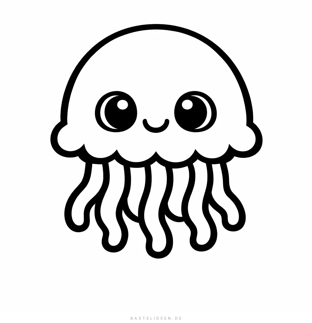 Süße lächelnde Qualle mit großen Augen