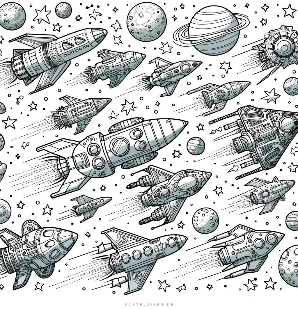 Raumschiffe in sternenübersäter Galaxie