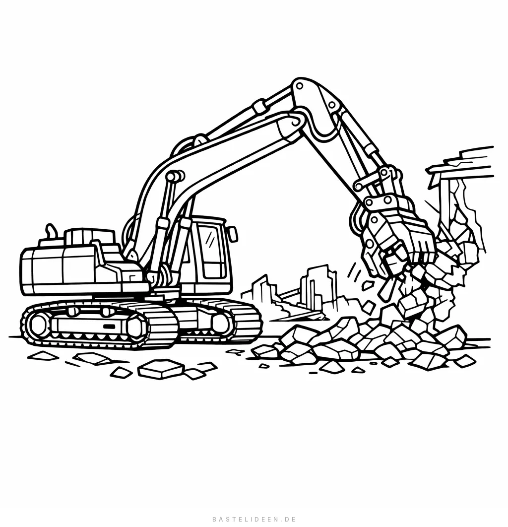 Raupenbagger mit Ketten bei der Arbeit