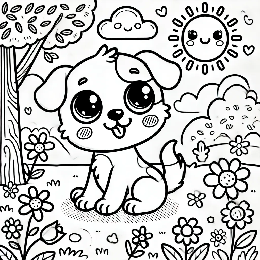 Lächelnde Sonne, Wolke und Regenbogen über Landschaft