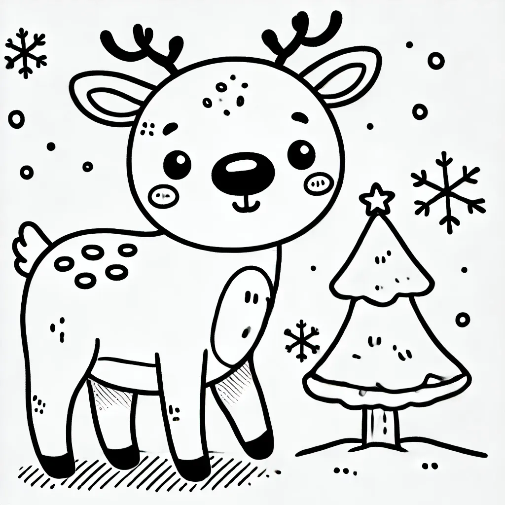 Spielendes Rentier springt durch Schnee