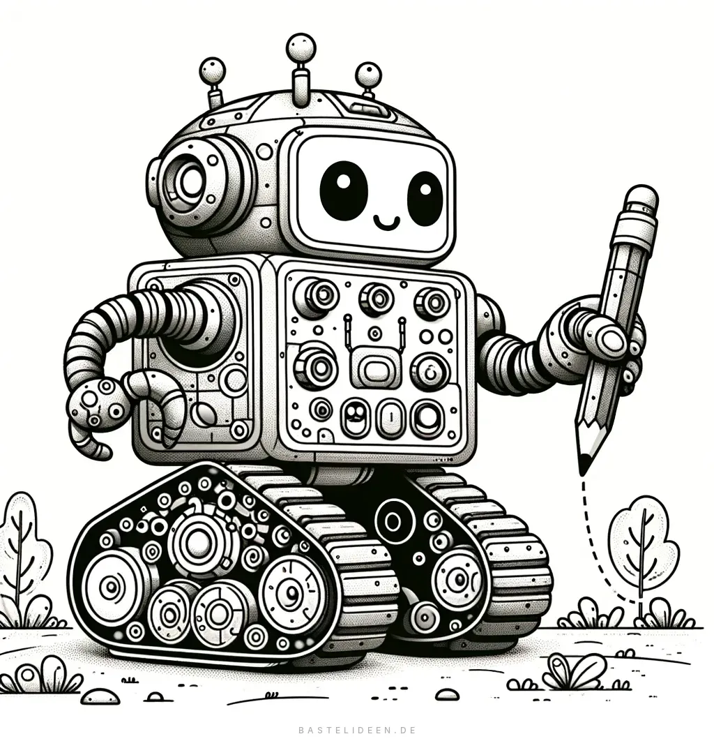 Verspielter Raupenroboter mit Stift