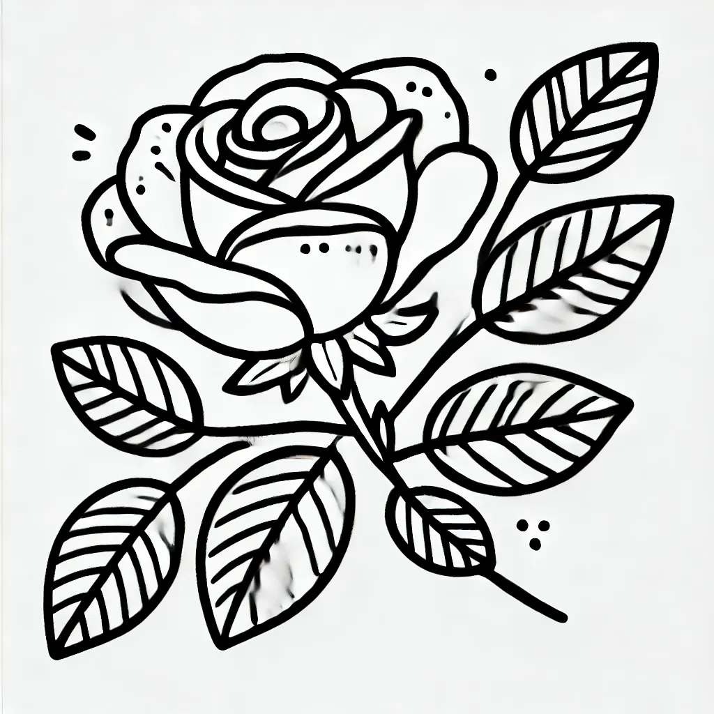 Einzelne blühende Rose mit Blättern