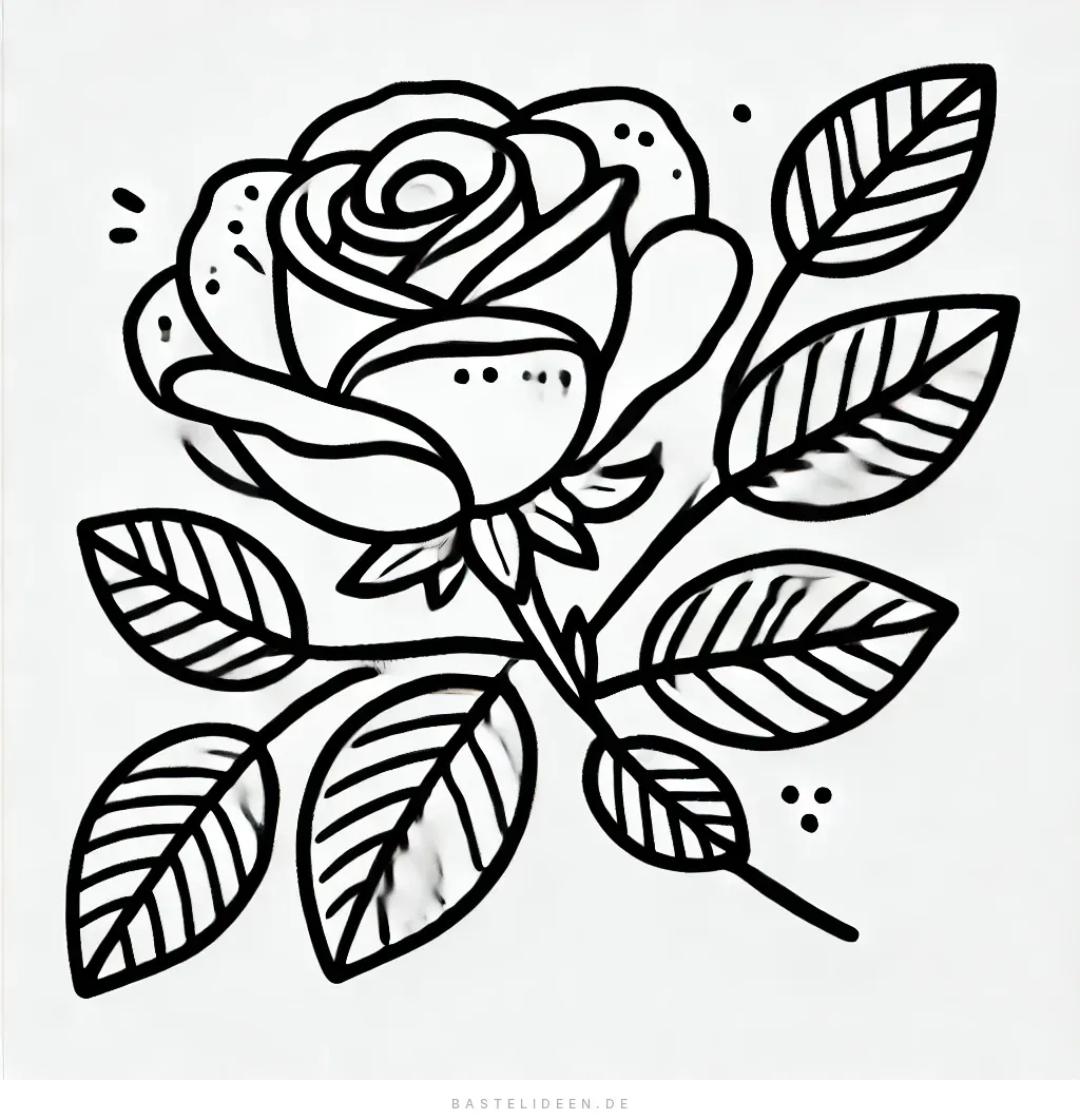 Einzelne blühende Rose mit Blättern