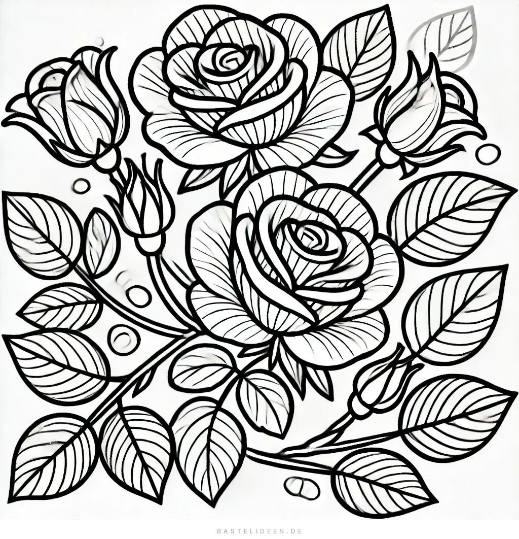 Rosenstrauß mit zwei blühenden Rosen