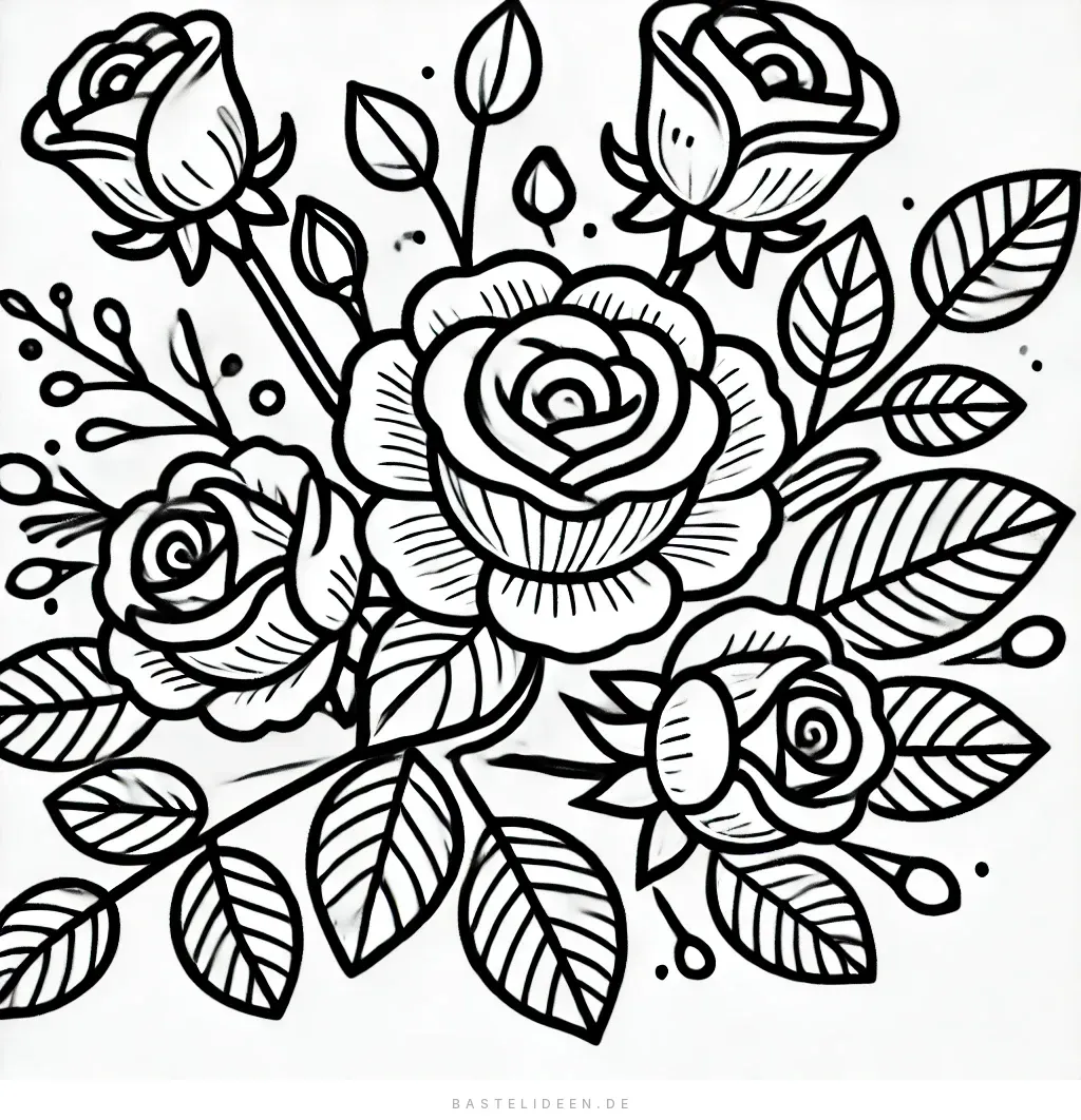 Eleganter Strauß mit blühenden Rosen