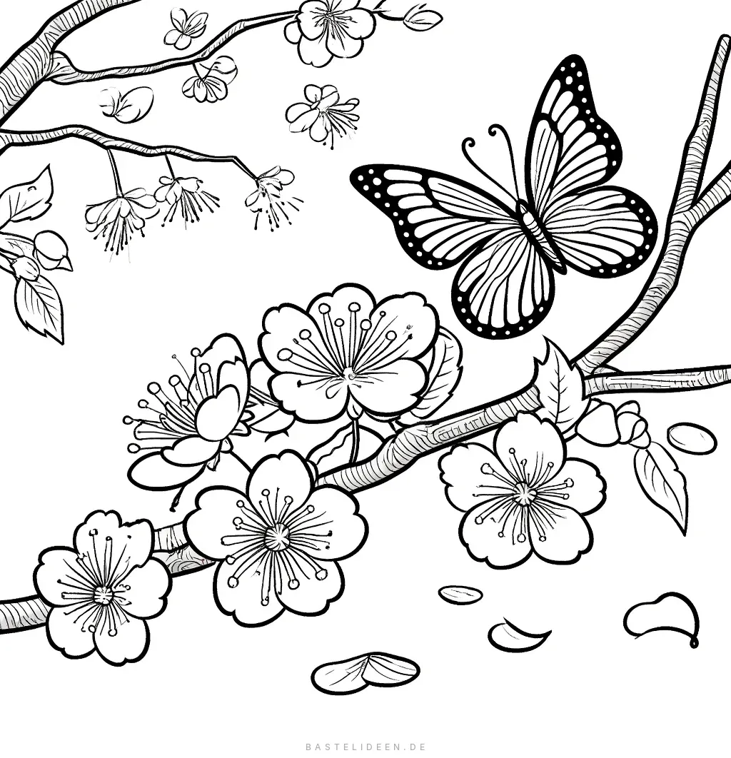 Schmetterling auf Sakura-Blüten
