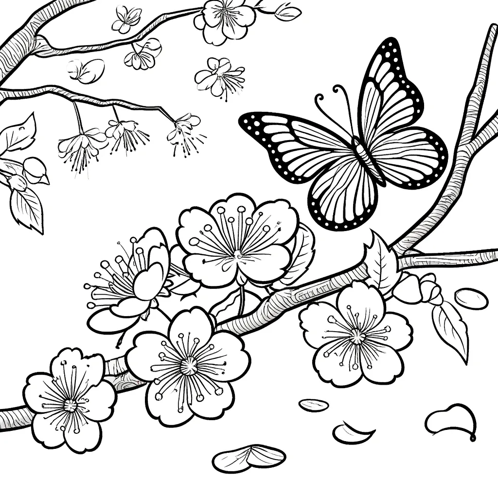 Schmetterling auf Sakura-Blüten