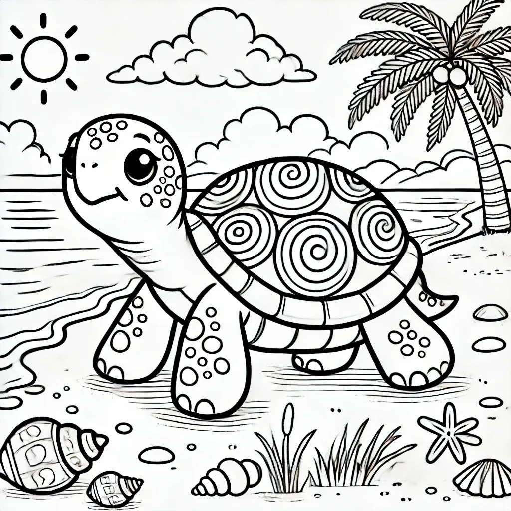 Glückliche Schildkröte am Strand