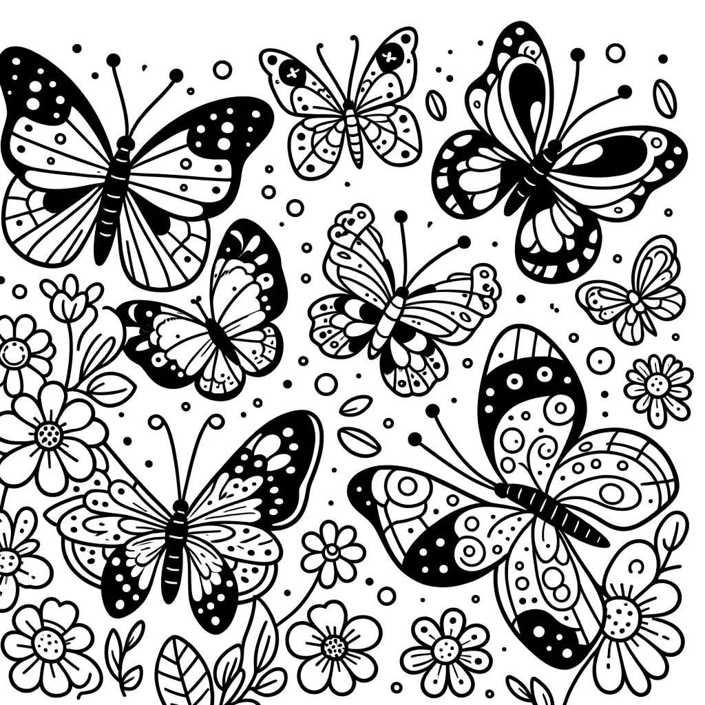 Verschiedene Schmetterlinge im Blumengarten