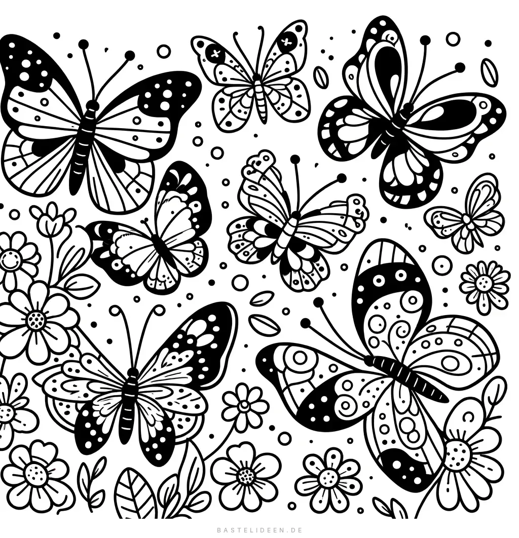 Verschiedene Schmetterlinge im Blumengarten