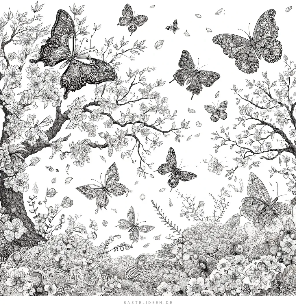 Schmetterlinge zwischen blühenden Frühlingsblumen