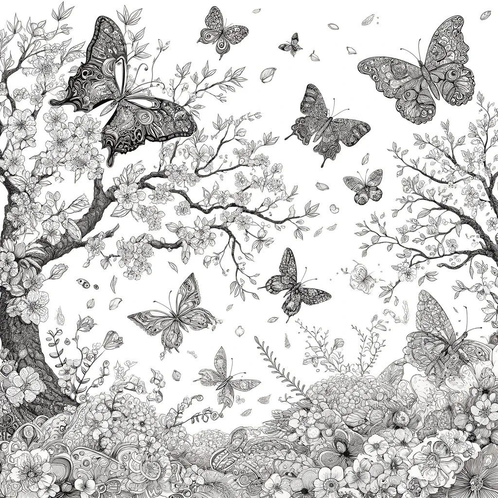 Schmetterlinge zwischen blühenden Frühlingsblumen