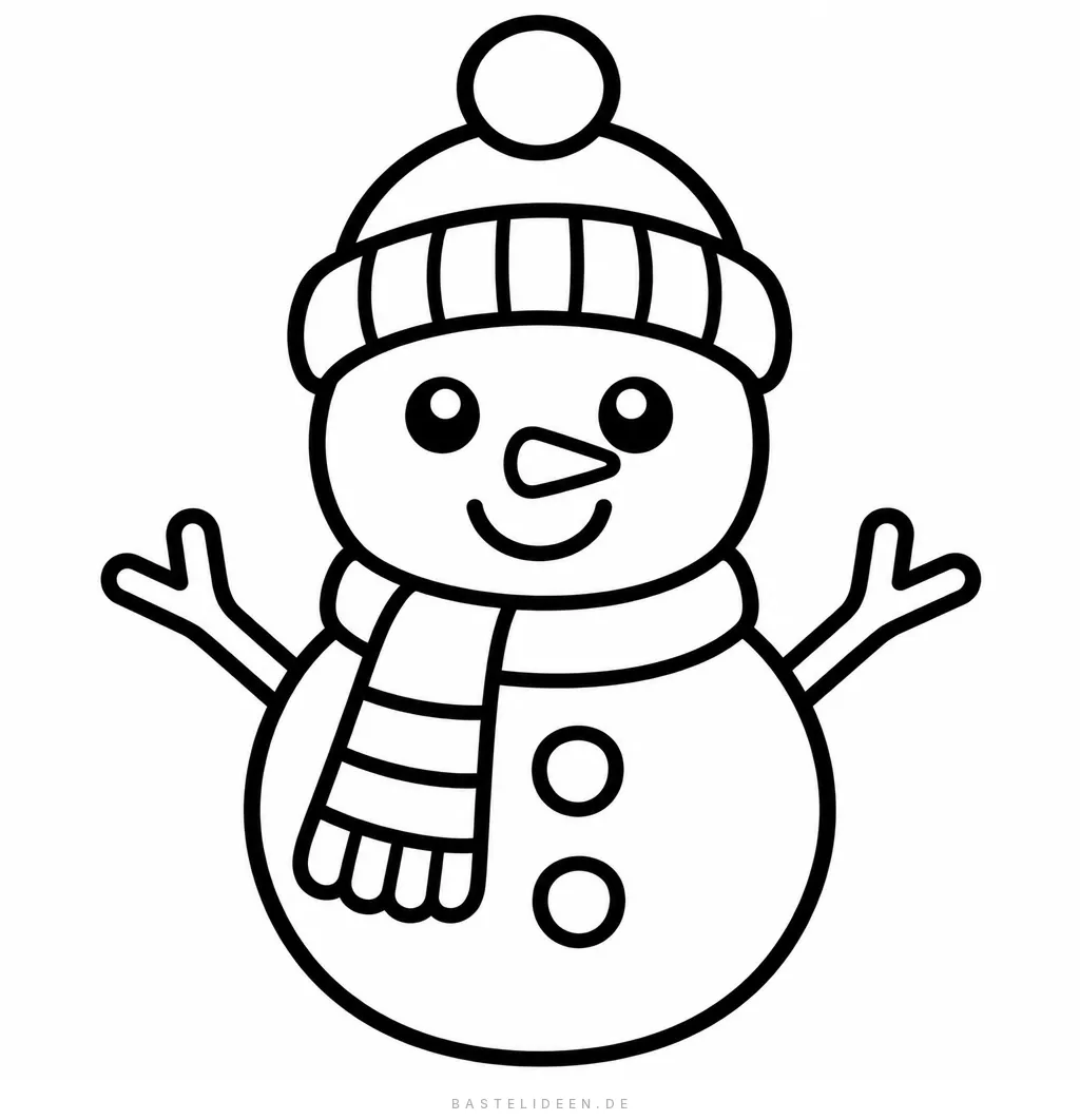 Niedlicher Schneemann mit Mütze und Schal