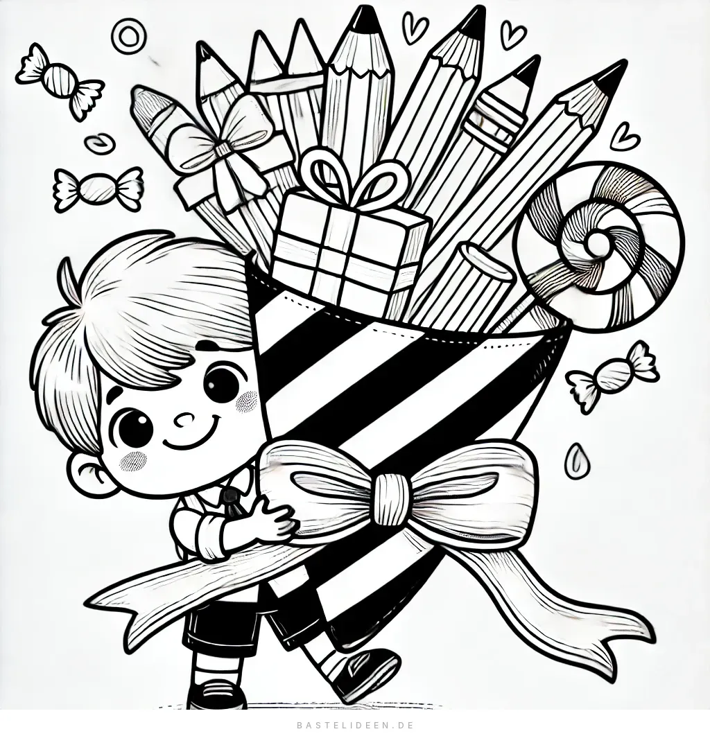 Lachendes Kind hält große Schultüte