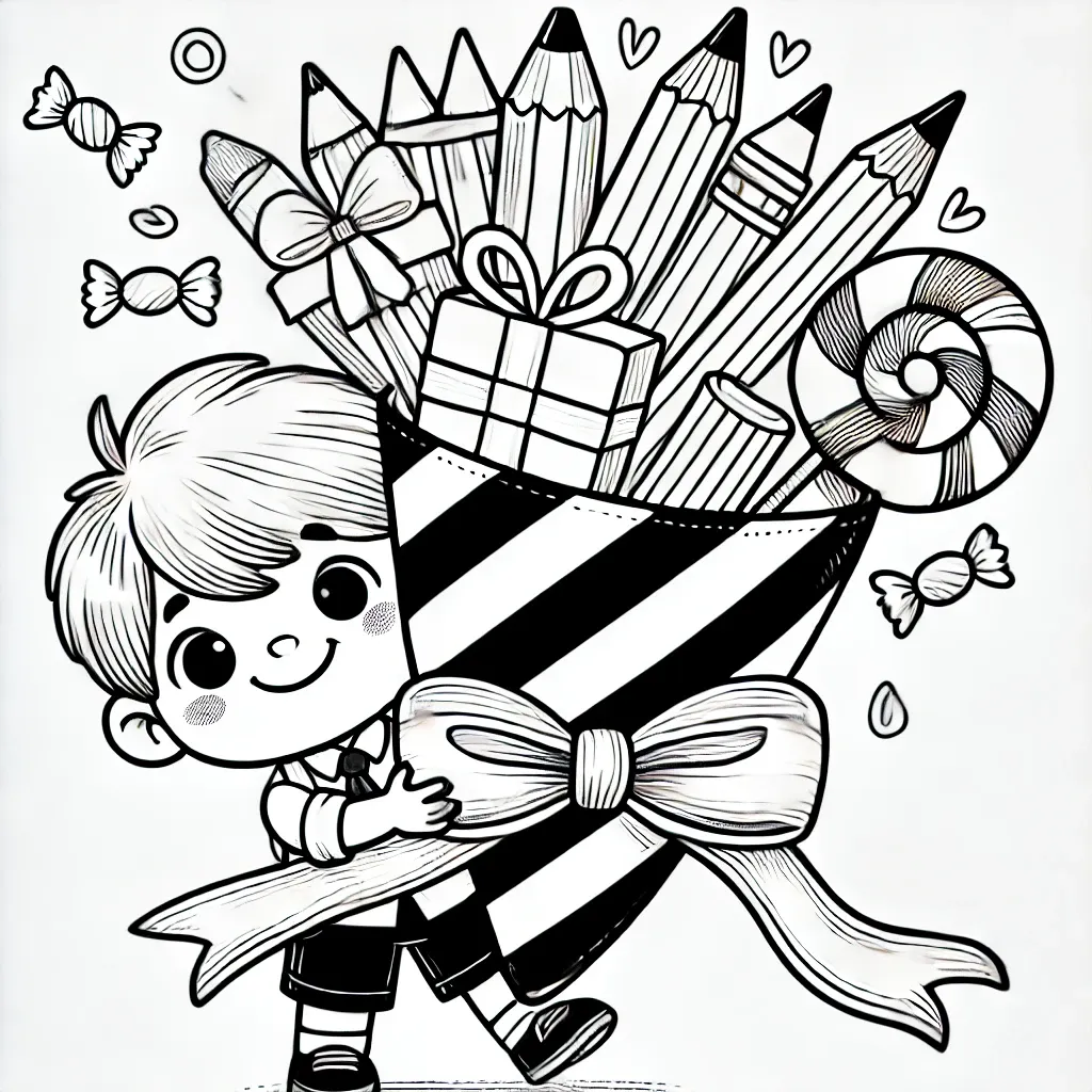 Lachendes Kind hält große Schultüte