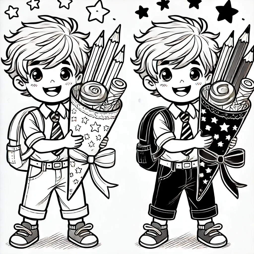 Zwei Kinder halten große Schultüten