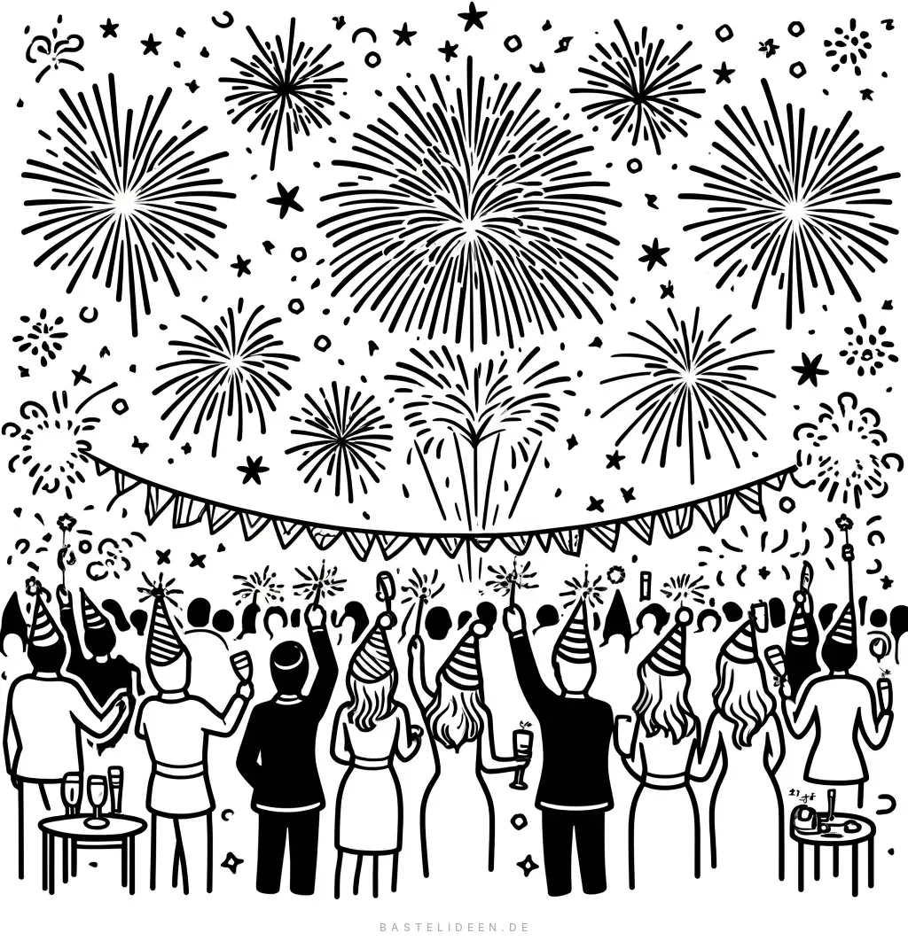 Menschenmenge bestaunt spektakuläres Feuerwerk mit Wunderkerzen