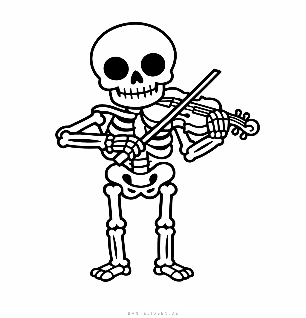 Skelett spielt Musikinstrument wie Gitarre oder Geige